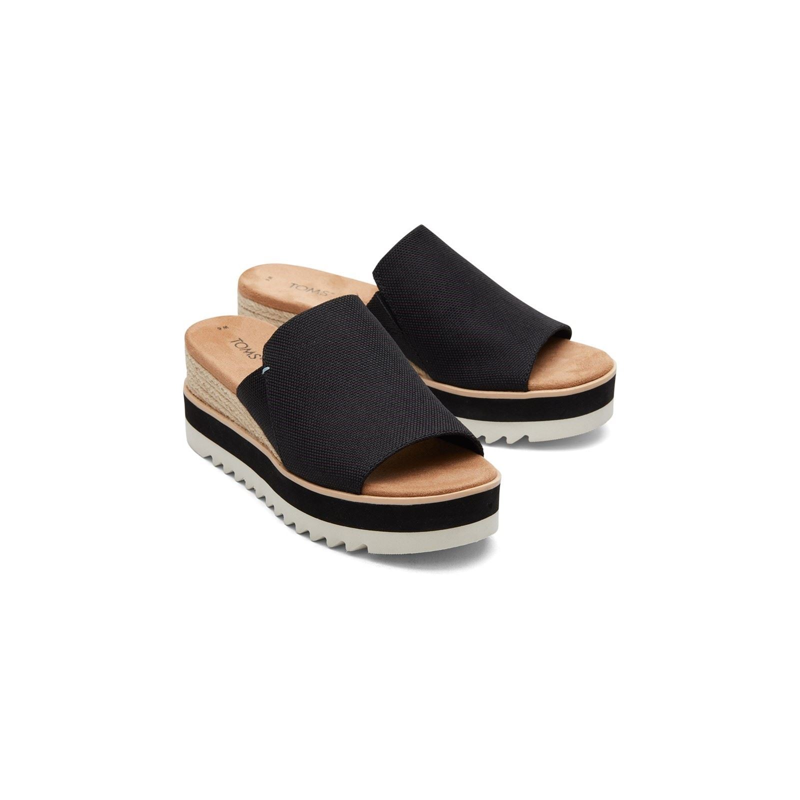 TOMS Diana Mule Synthetik Damen Schwarze Keilabsätze