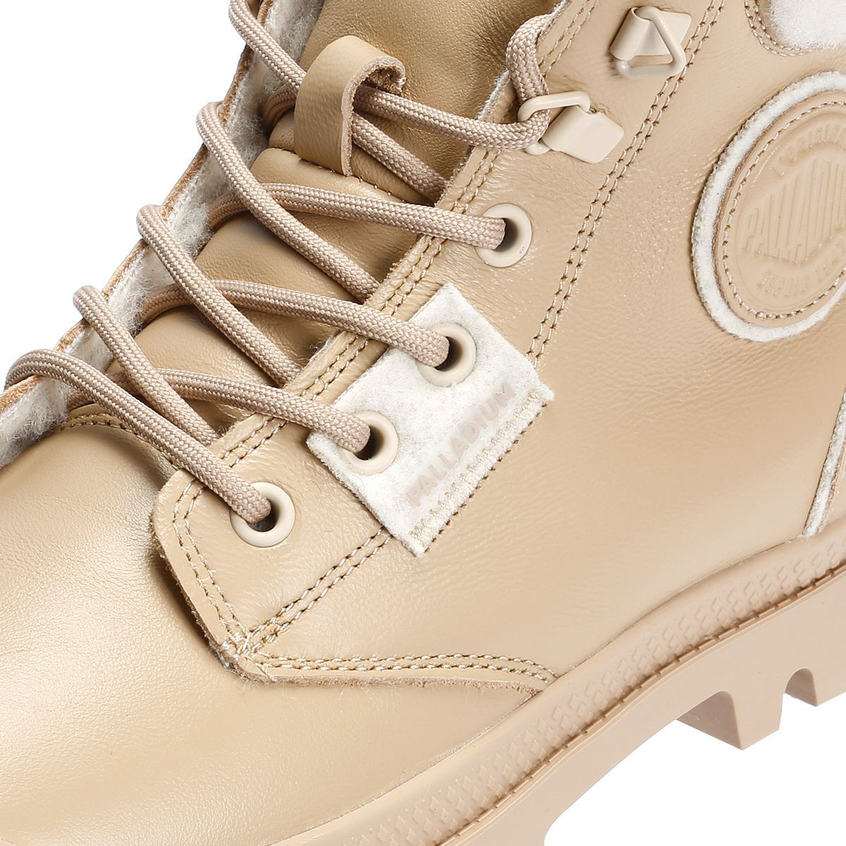 Palladium Pampa HI Snow Warm Leder Damen Beigefarbene Stiefel
