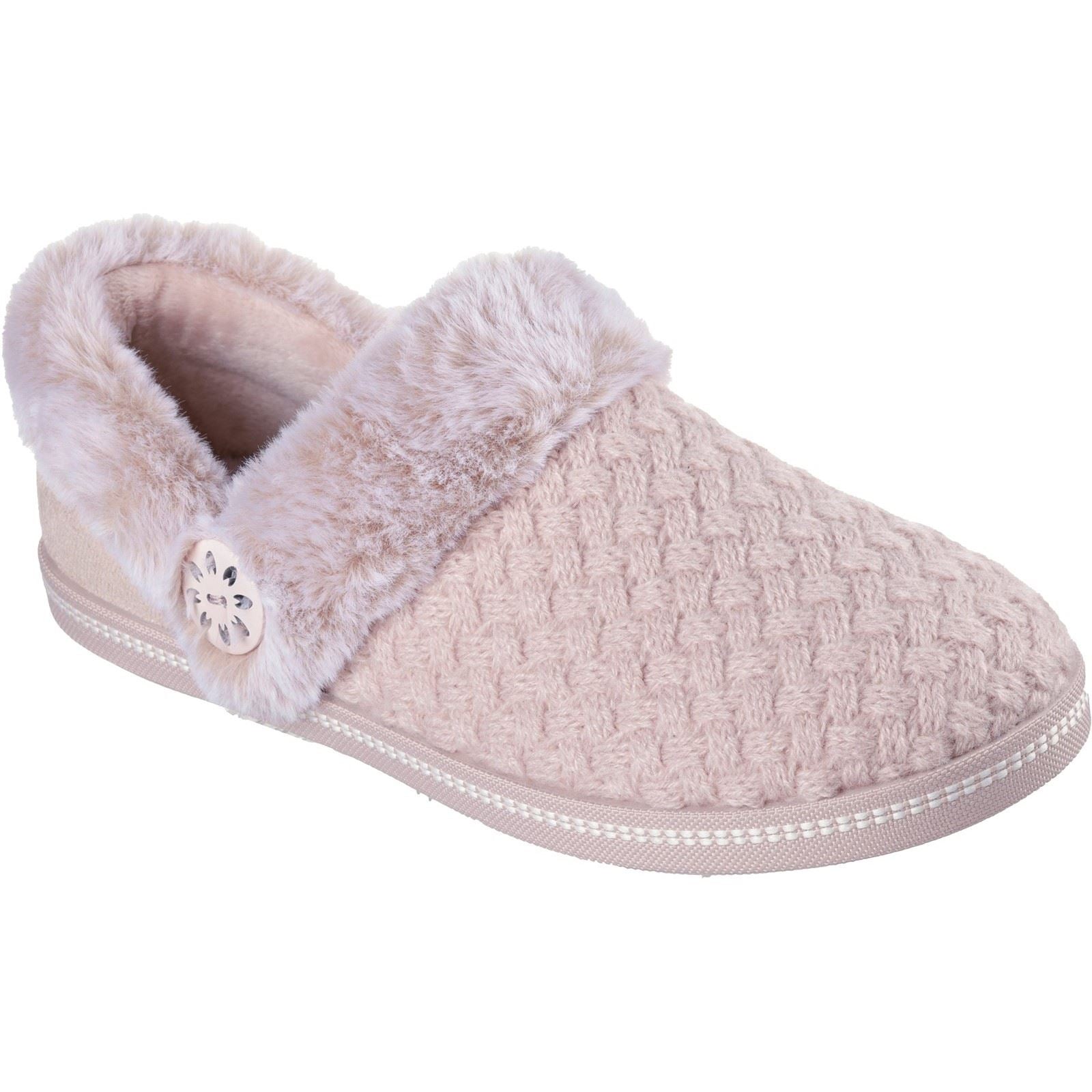 Skechers Cozy Campfire Frosty Promise Polyester Damenhausschuhe In Altrosa