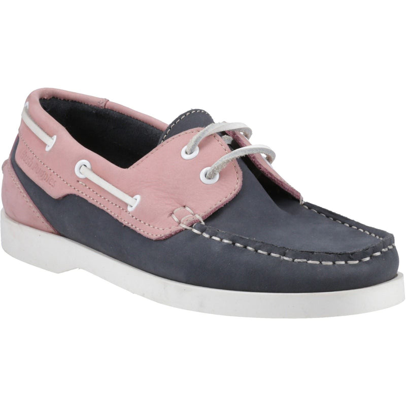 Hush Puppies Isabel Damen Bootsschuhe Aus Leder In Marineblau/Rosa