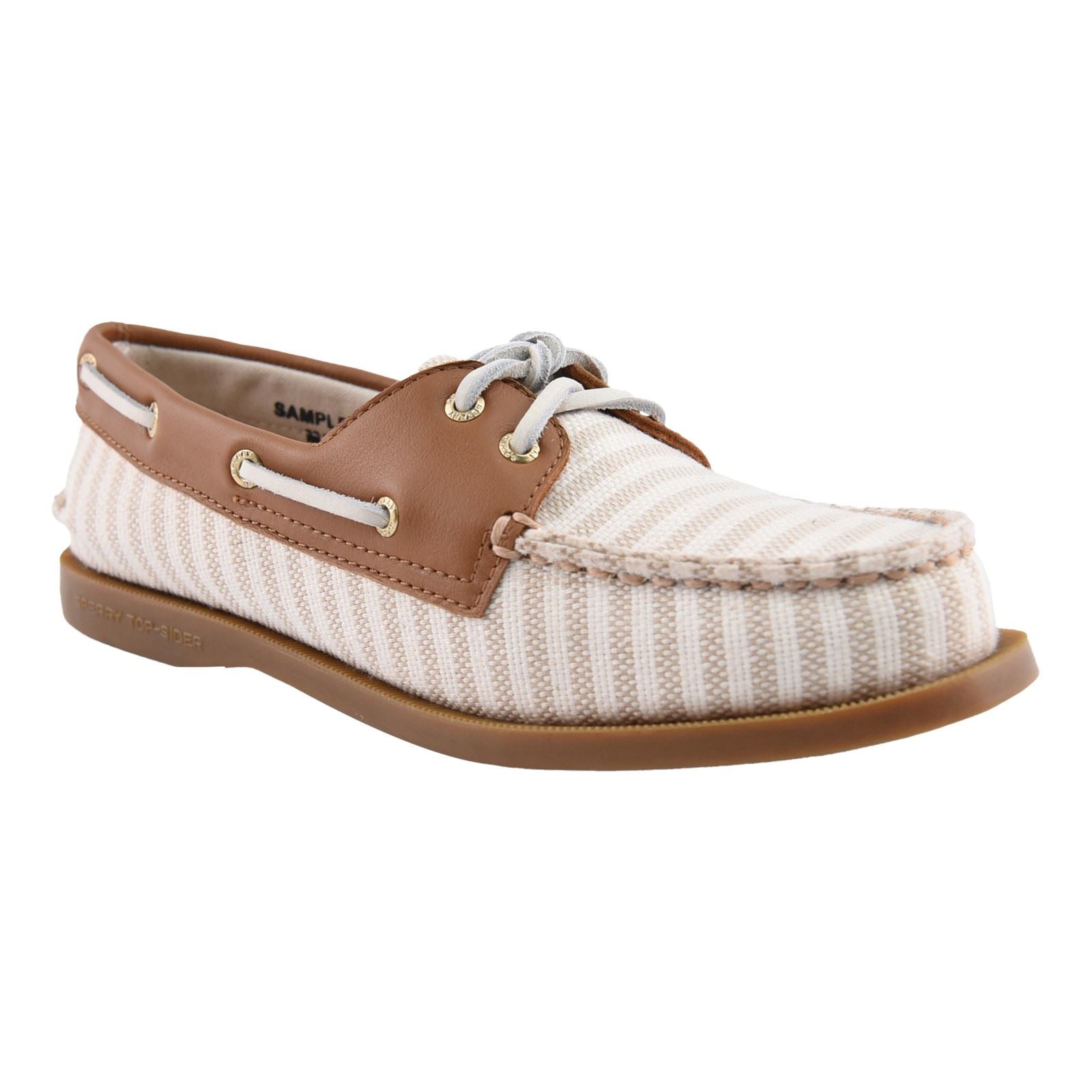Sperry Authentic Original Textil Damen Weiße/Natürliche Bootsschuhe