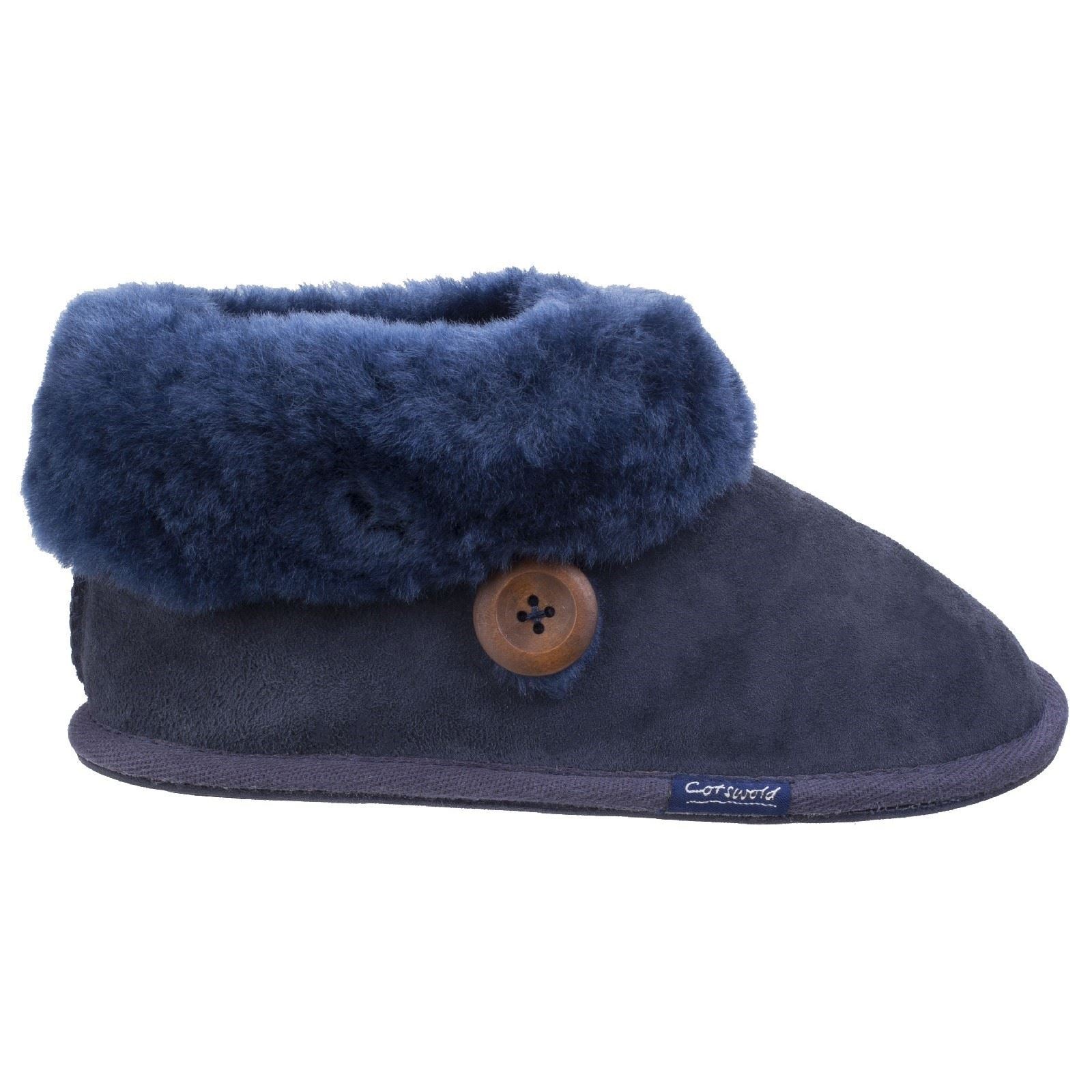 Cotswold Wotton Dunkelblaue Damen Hausschuhe aus Leder