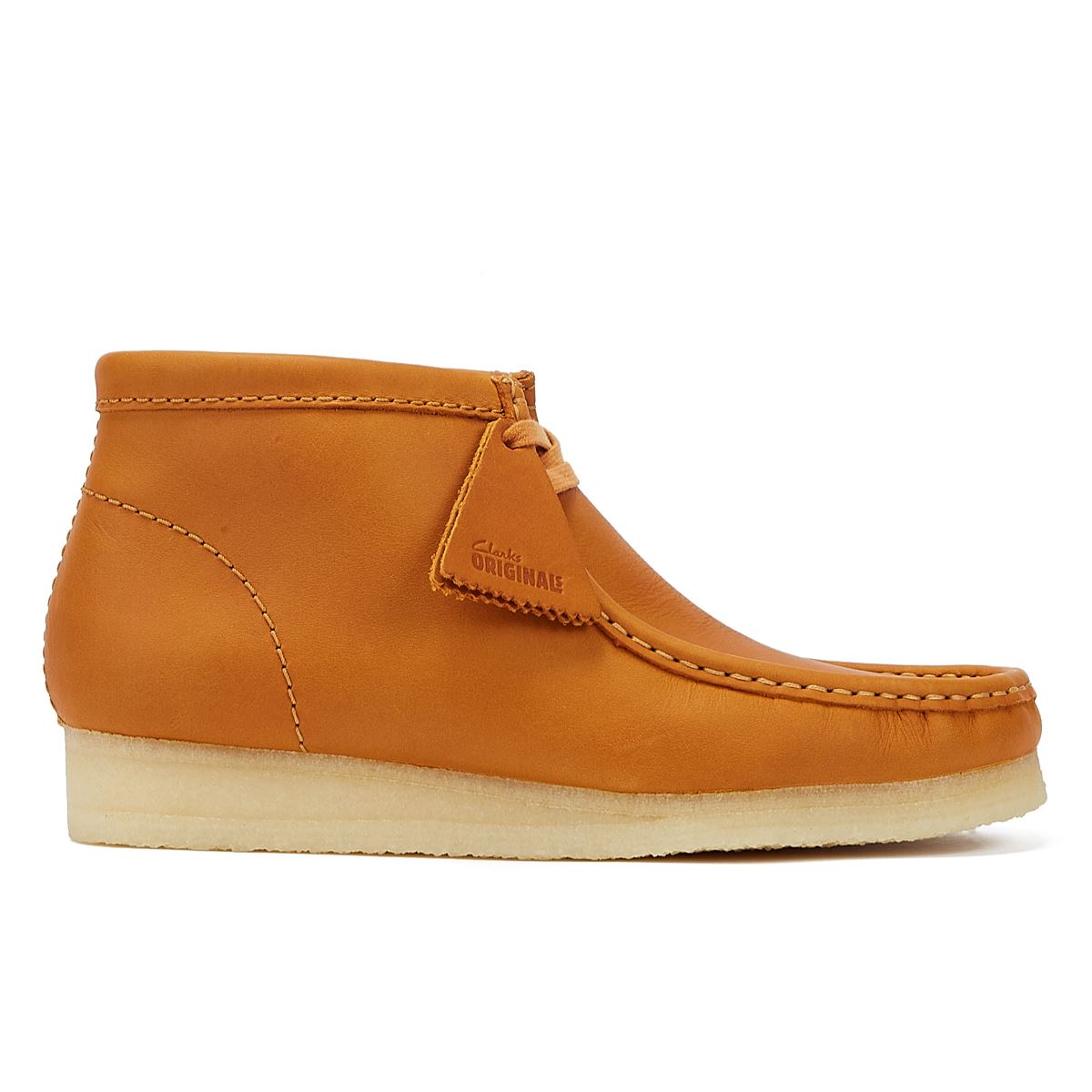 Clarks Originals Wallabee Mid Tan-Leder Herrenstiefel In Orange