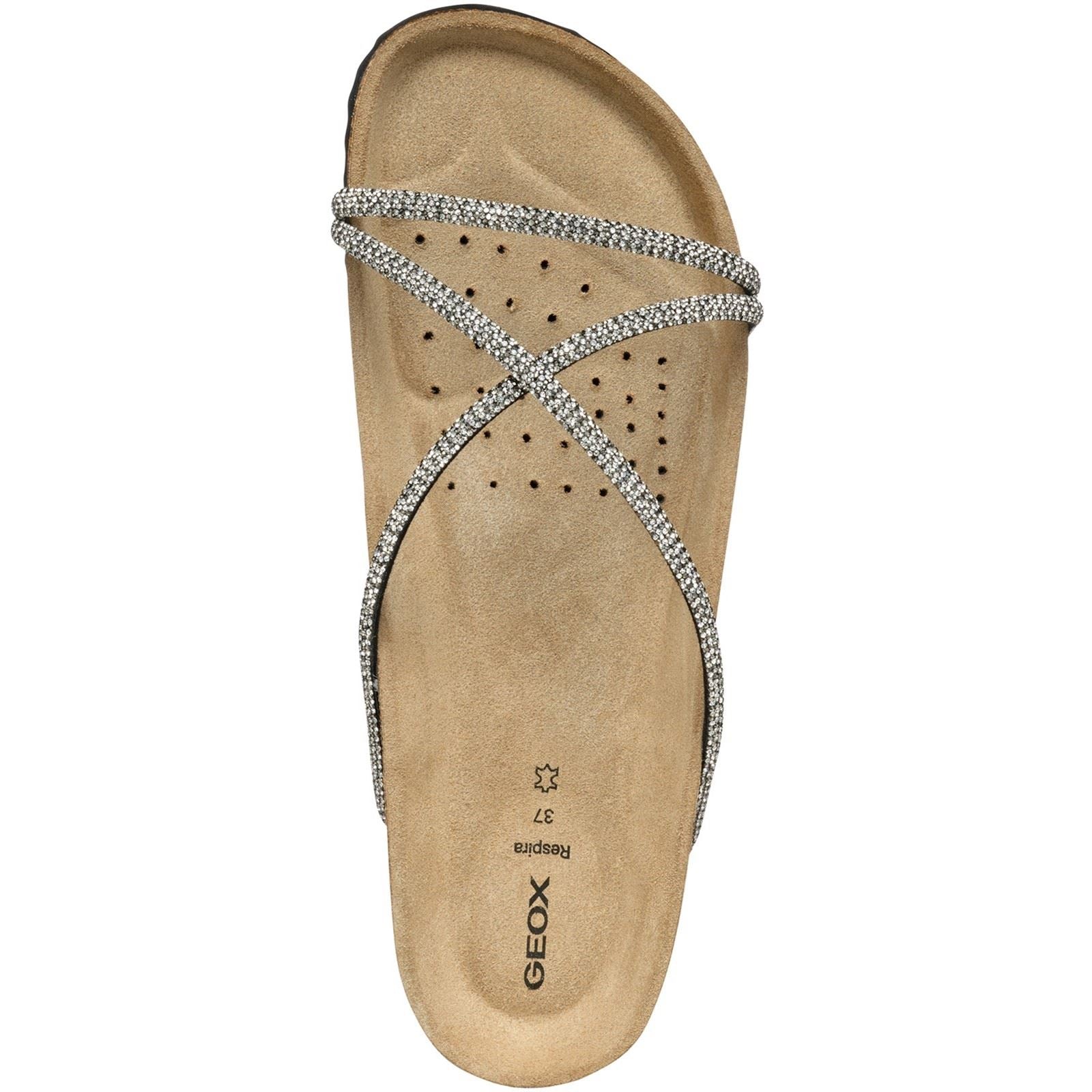 Geox D BRIONIA R Synthetik Damen Sandalen In Schwarz/Silber