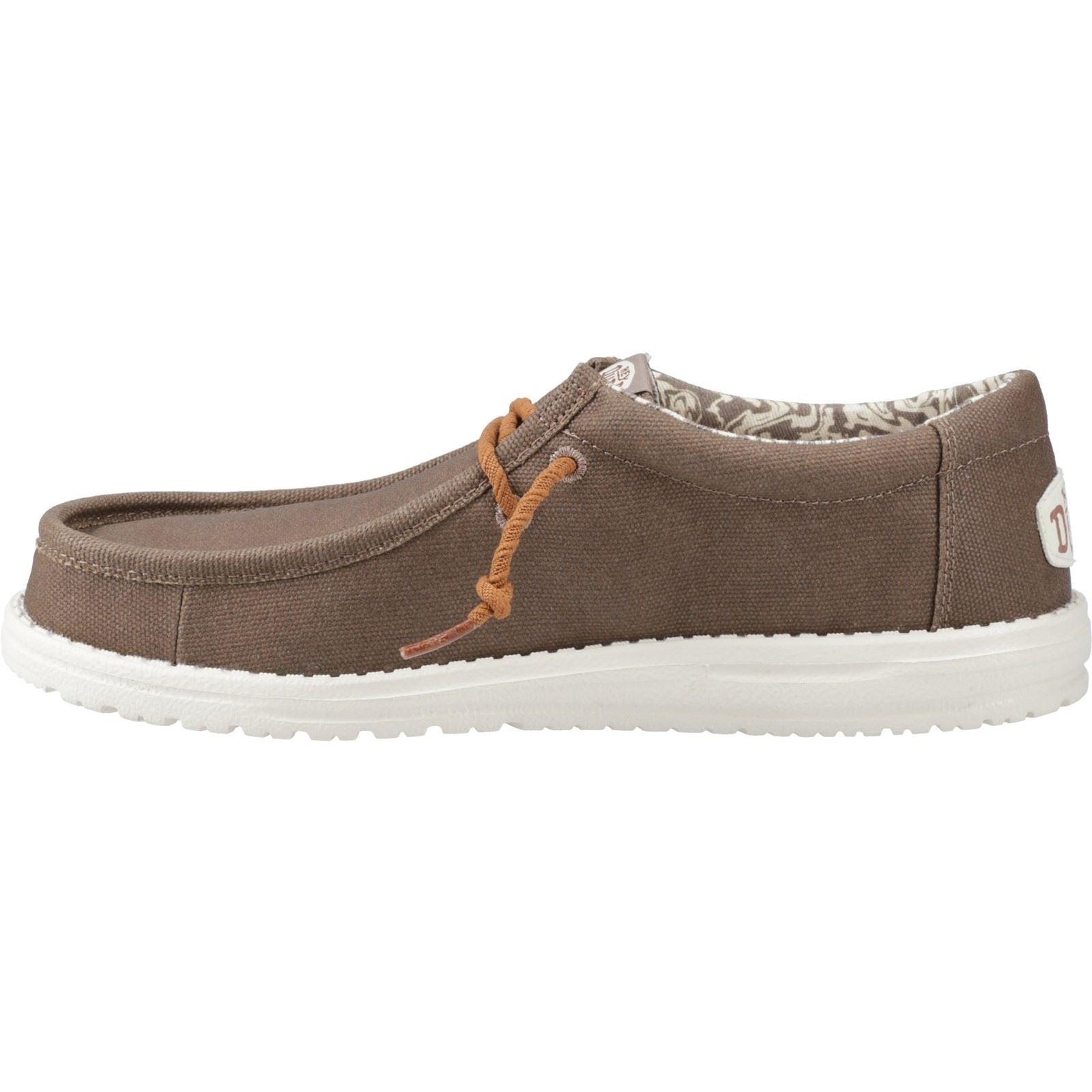 HEYDUDE Wally Waxed Stoff Herren Walnuss Bootsschuhe