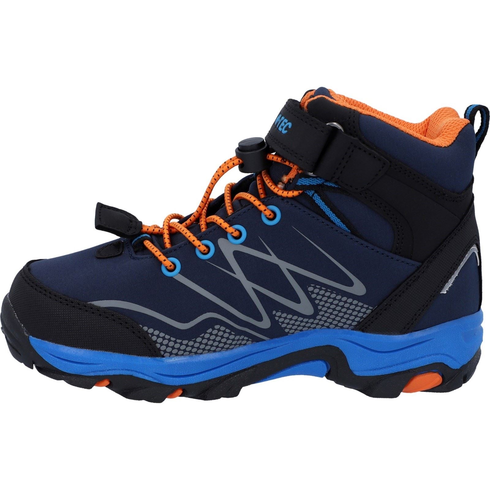 Hi-Tec Blackout Mid Polyester Soft Shell Jungen Dunkelblau/Orange/Seeblau Wanderschuhe