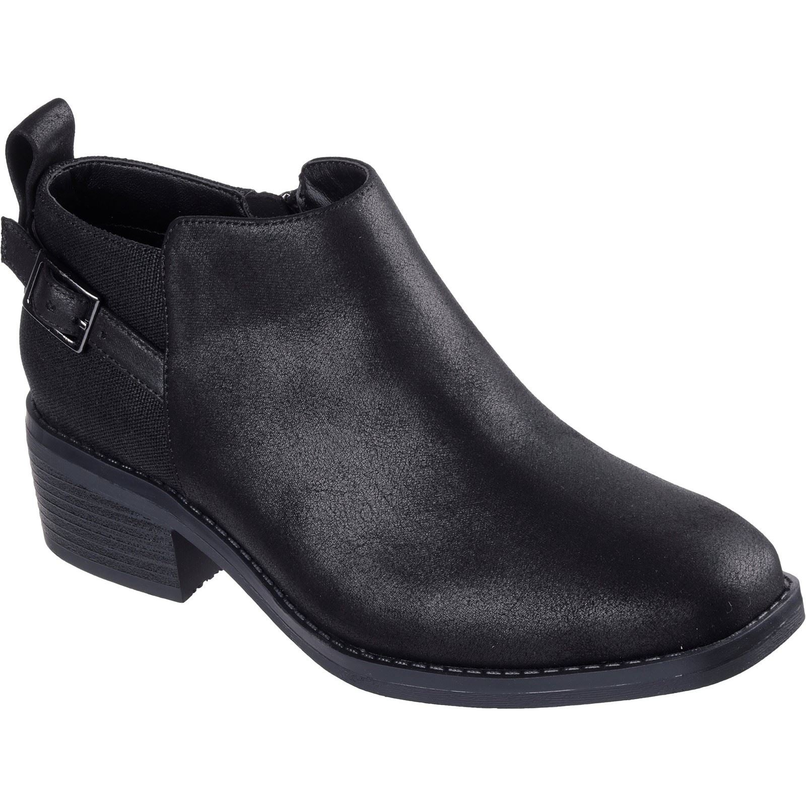Skechers BOBS Wander Luxe Textile Damen Schwarze Absatzstiefeletten