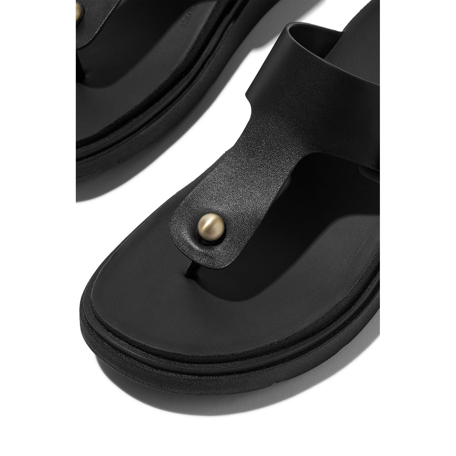 Fitflop Gen-FF Toe-Post Leder Damen Schwarze Sandalen