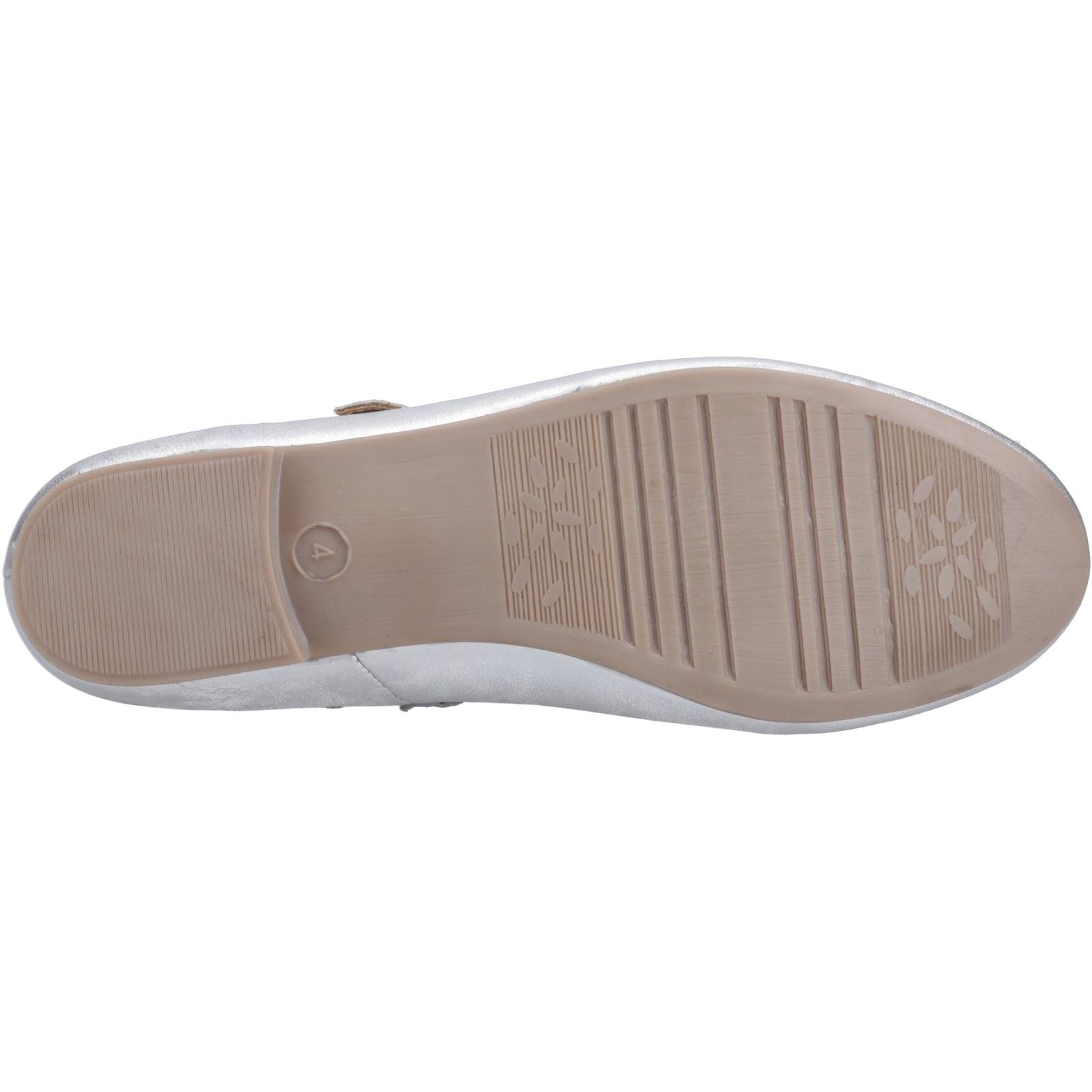 Hush Puppies Nancy Mary Jane Damen Silber Flats Aus Leder
