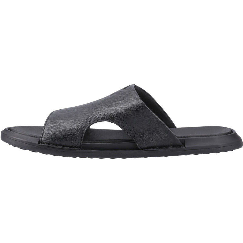 Hush Puppies Callum Slide Herren Sandalen Aus Schwarzem Leder