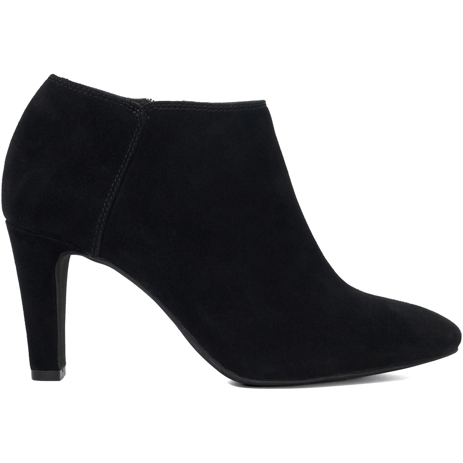 Dune Omarah Wide Fit Wildleder Damen Schwarze Absatz Stiefeletten