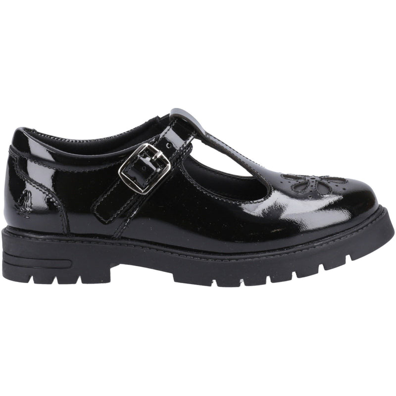 Hush Puppies Fiona Patent Senior Mädchenschuhe Aus Schwarzem Leder