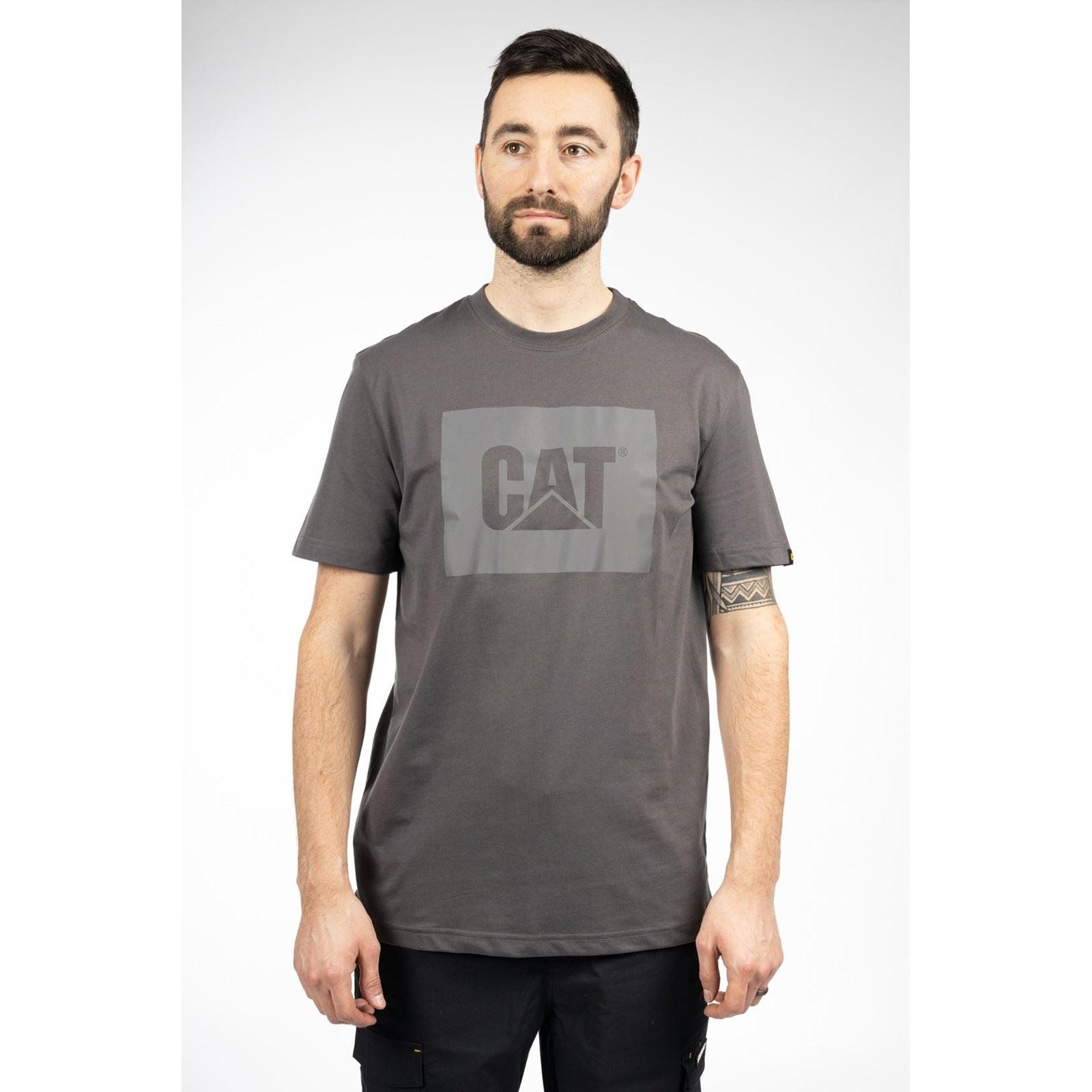 Caterpillar Graphic Baumwoll Kurzarm T-Shirts Für Herren In Grau