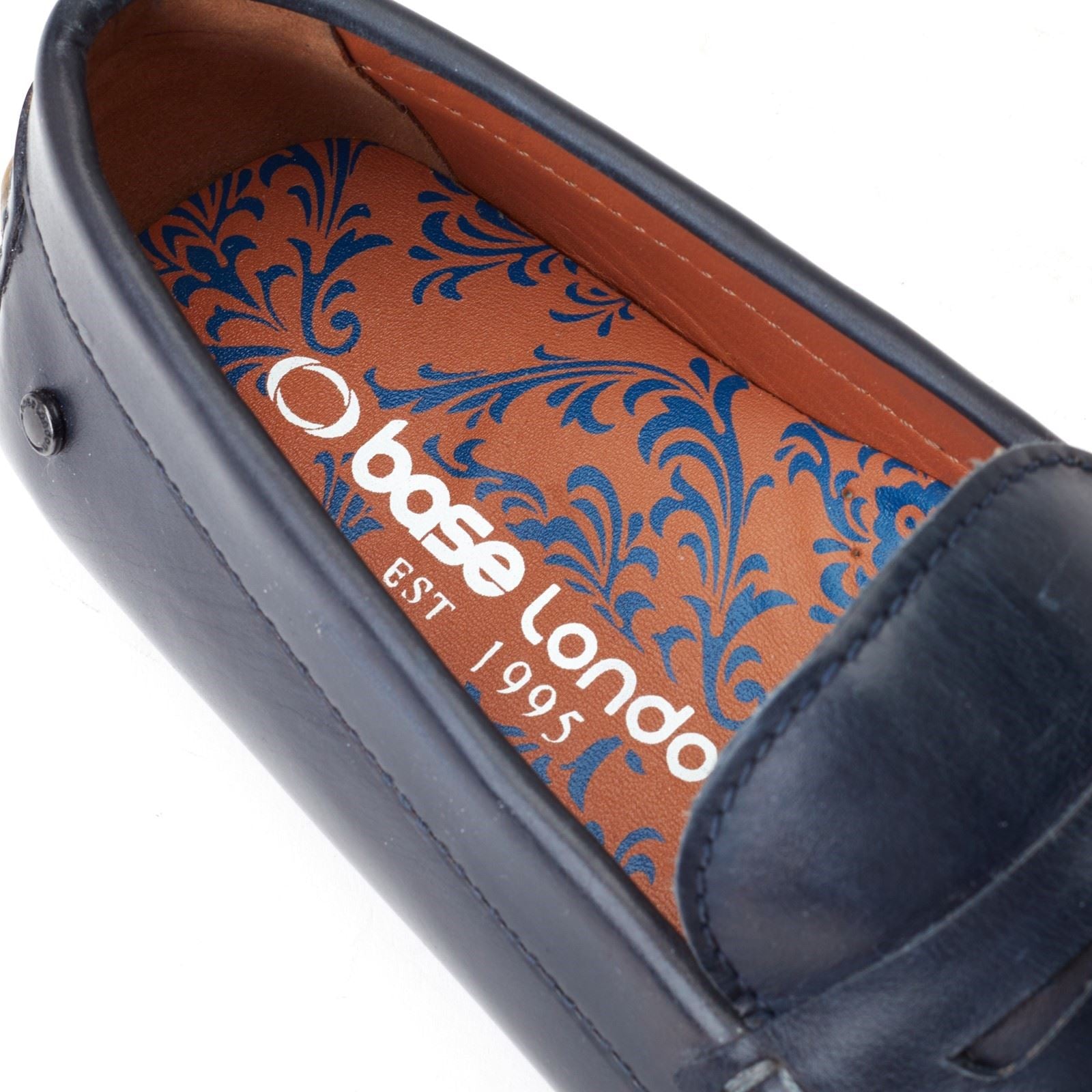 Base London Collins Leder Herren Marineblaue Loafer