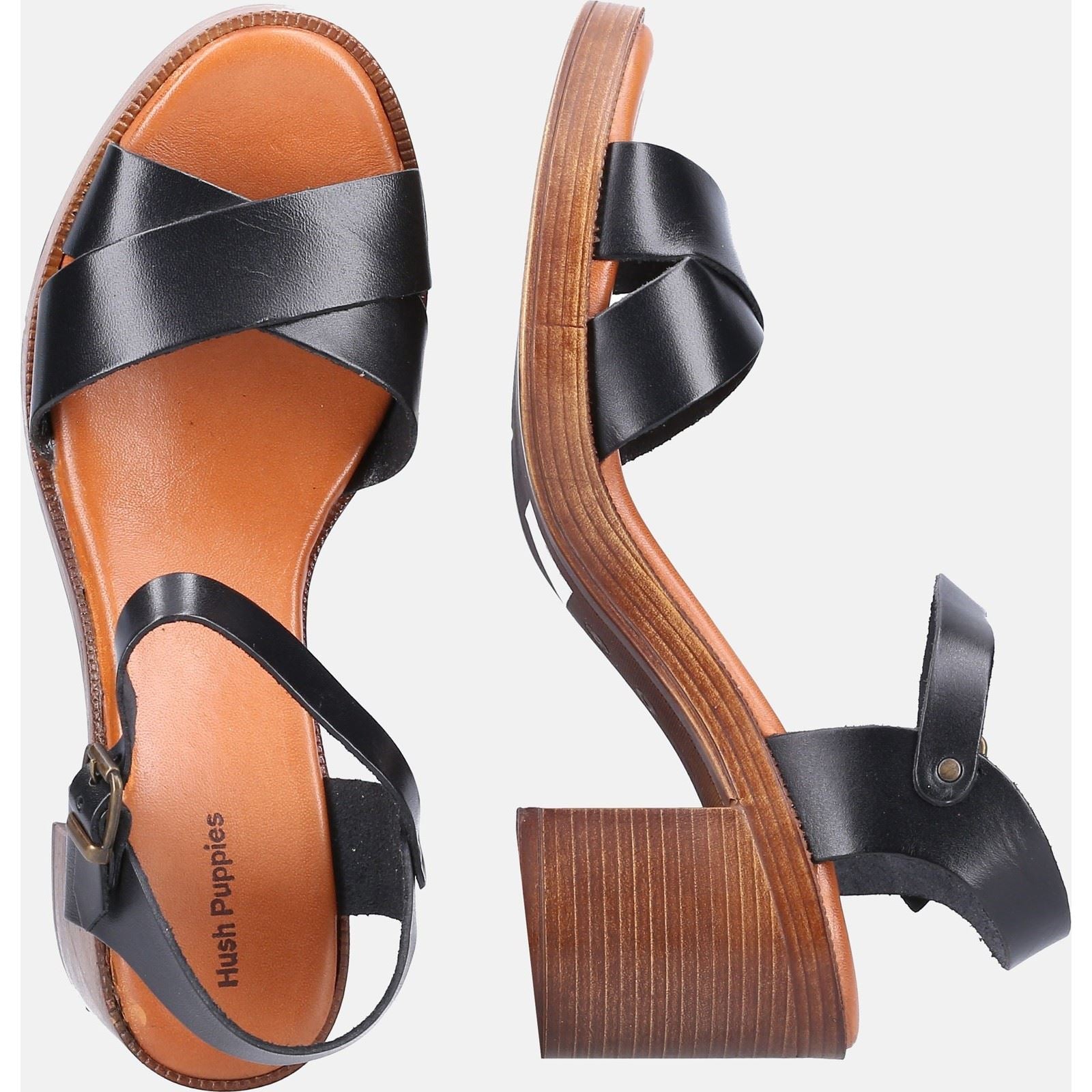 Hush Puppies Georgia Damen Sandalen Aus Schwarzem Leder