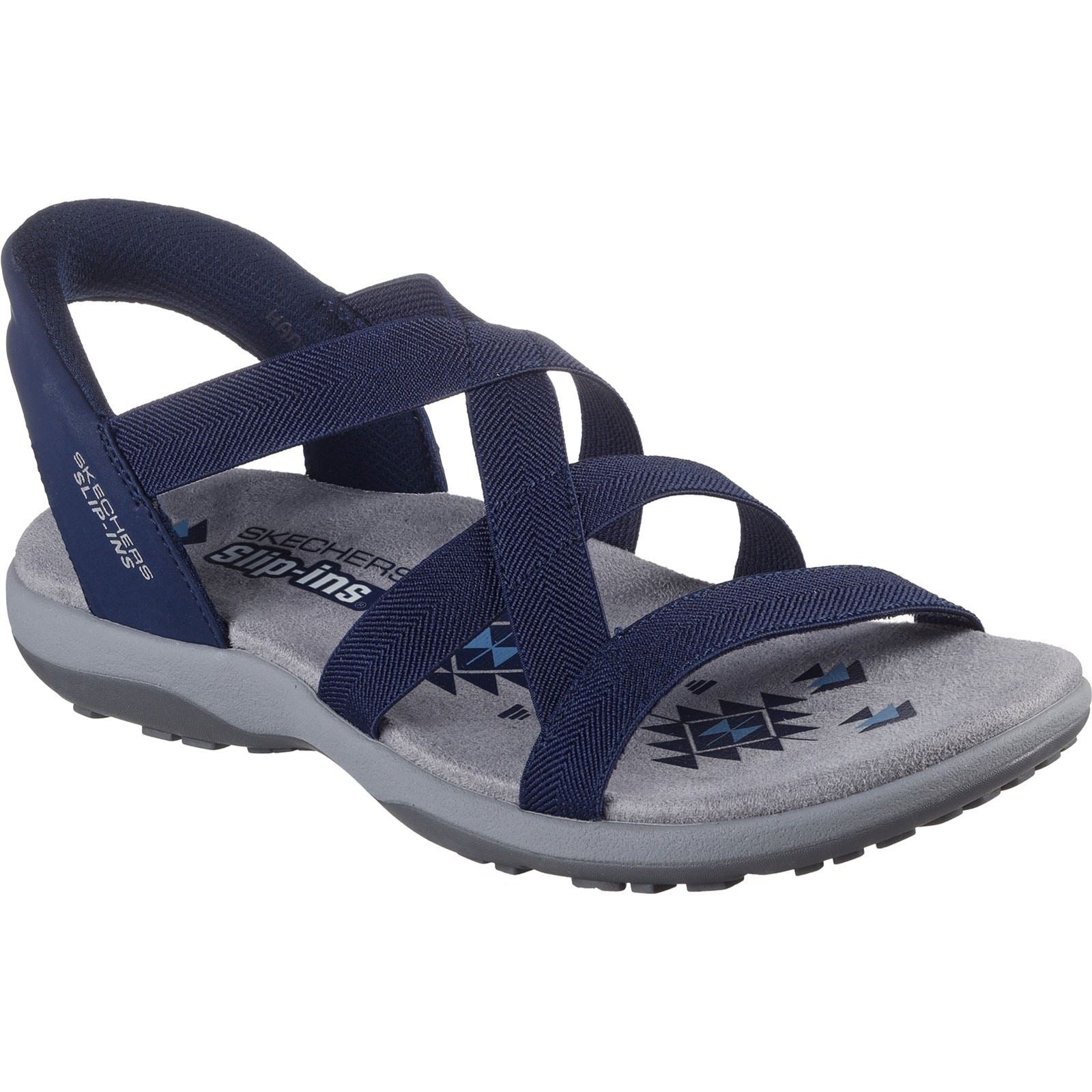 Skechers Reggae Slim - Stretch Flex Damen Navy Sandalen