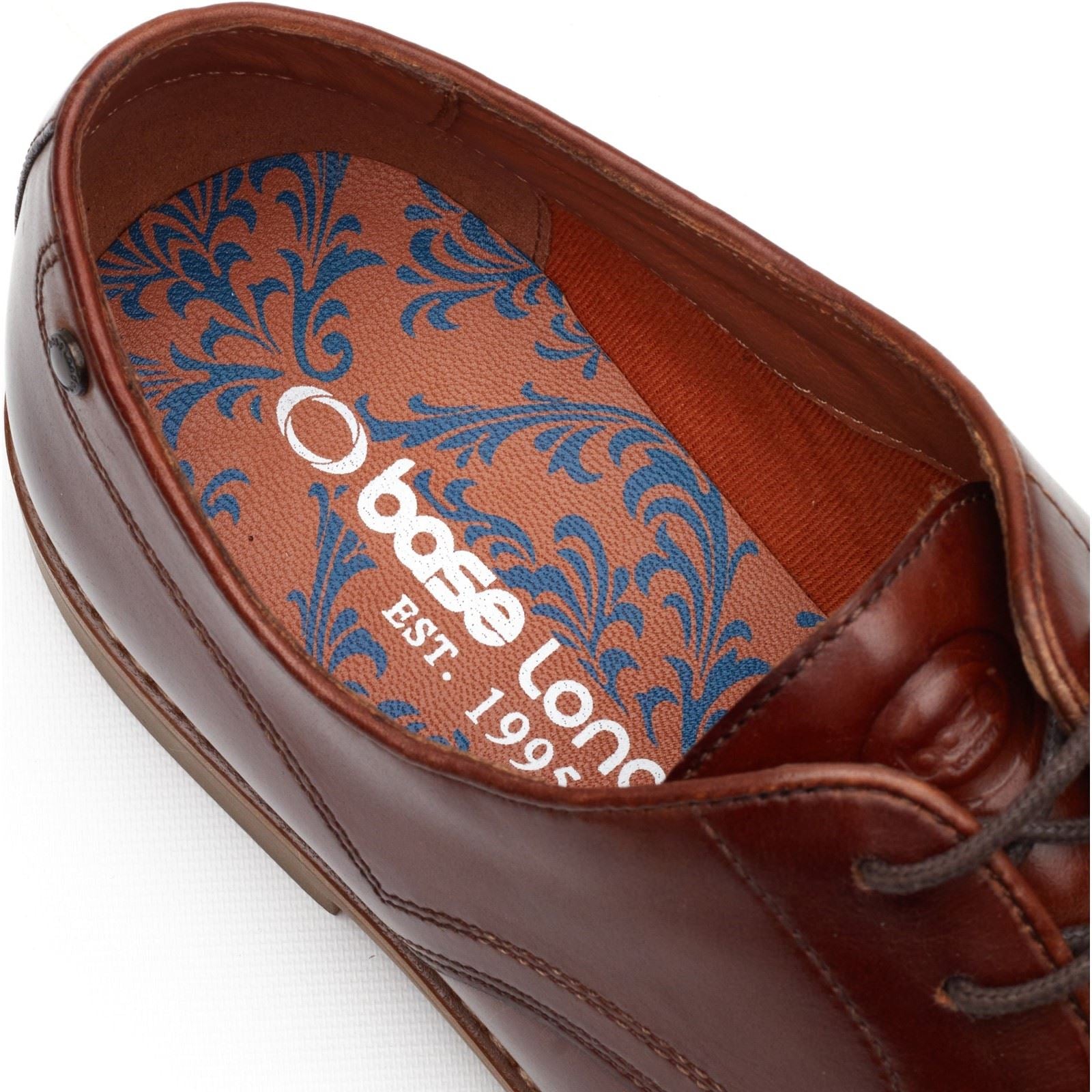 Base London Strand Lace Up Leder Herren Schuhe In Verbranntem Tan Mit Schnürung