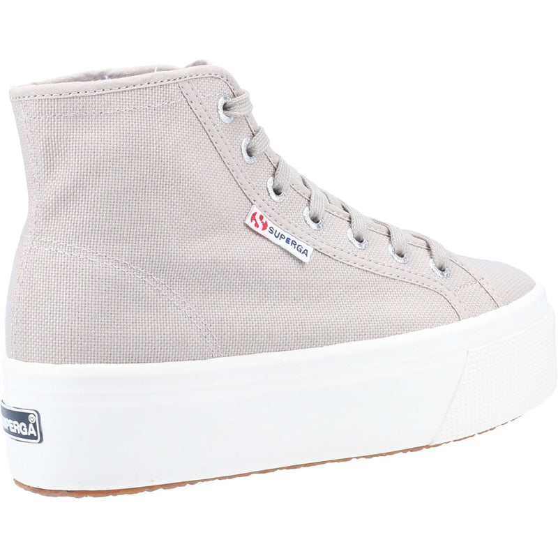 Superga 2708 HI Top Baumwoll Damen Stiefel In Grau Colomba/Weiß Avorio