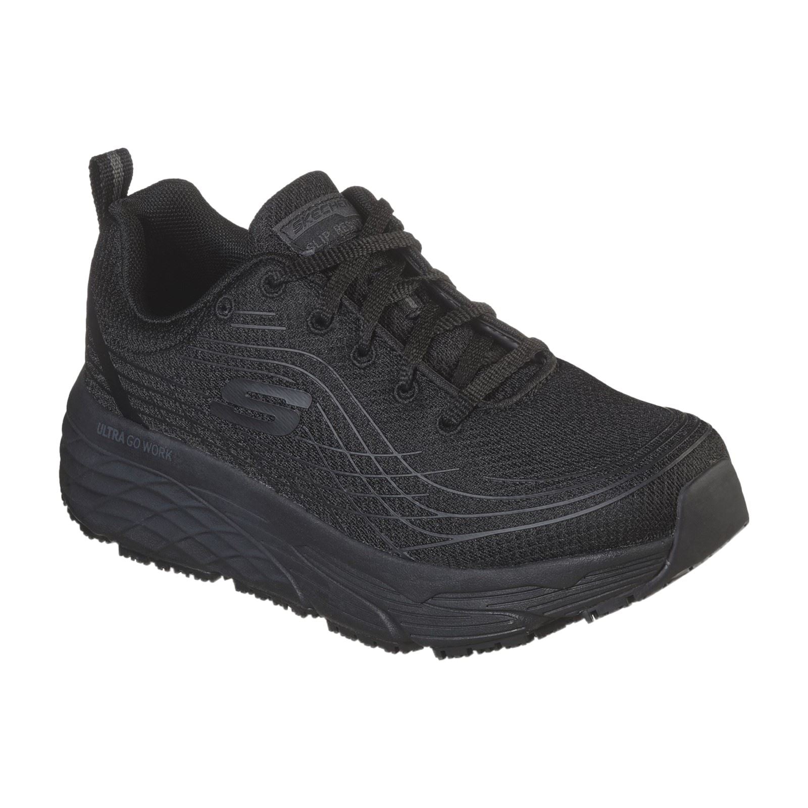 Skechers Workwear Max Cushioning Elite Sr Textil Damen Schwarze Sicherheits Sneakers