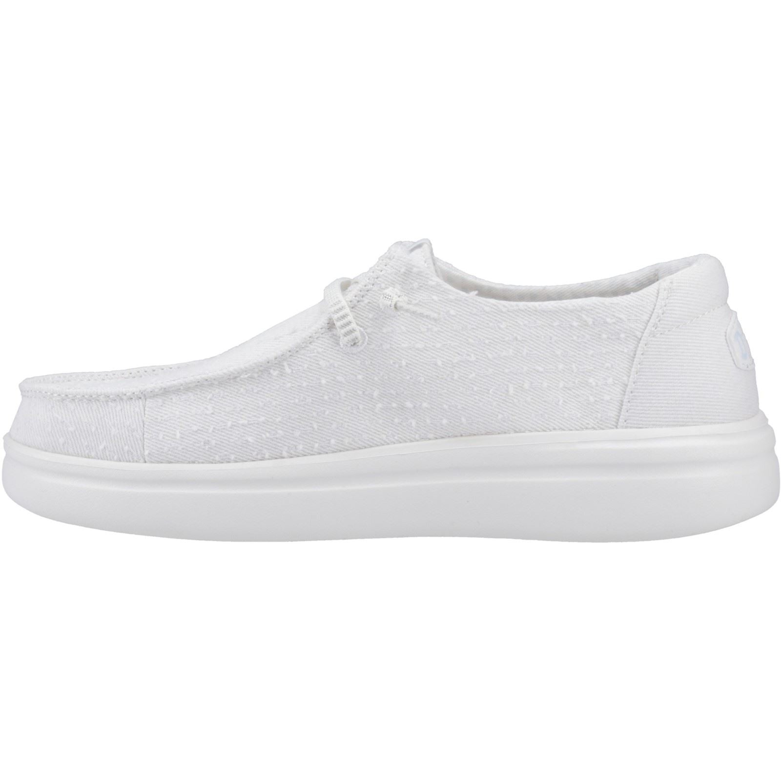 HEYDUDE Wendy Rise Perf Canvas Polyester Mischgewebe Damen Weiße Mokassin Schuhe