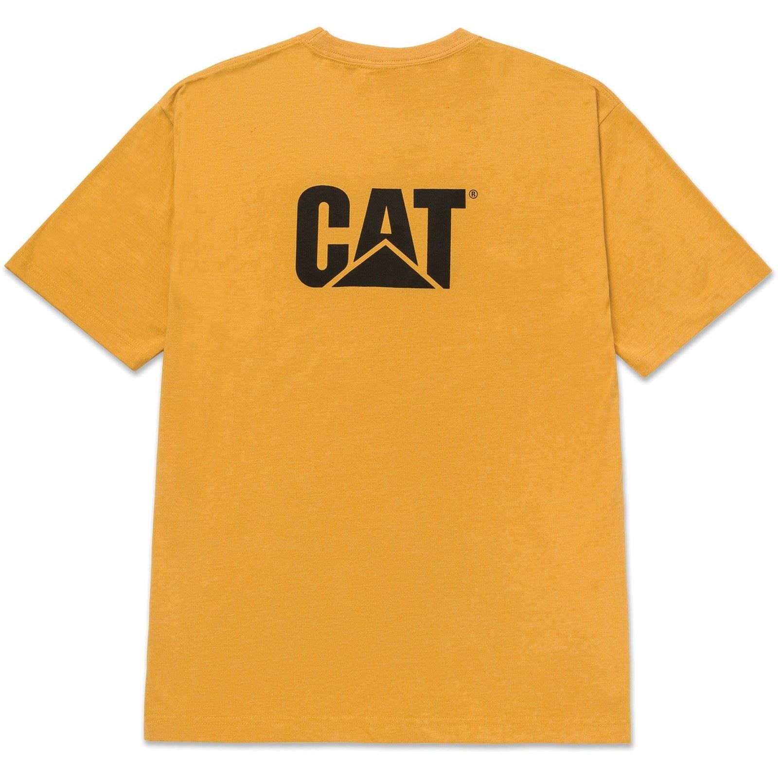 Caterpillar W05324 Trademark Baumwoll Herren T-Shirts In Gelb Mit Kurzen Ärmeln
