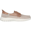 Skechers On-the-GO Flex - Palmilla Leinwand/ Kunstleder Damenschuhe In Taupe Mit Bootsschuh-Stil