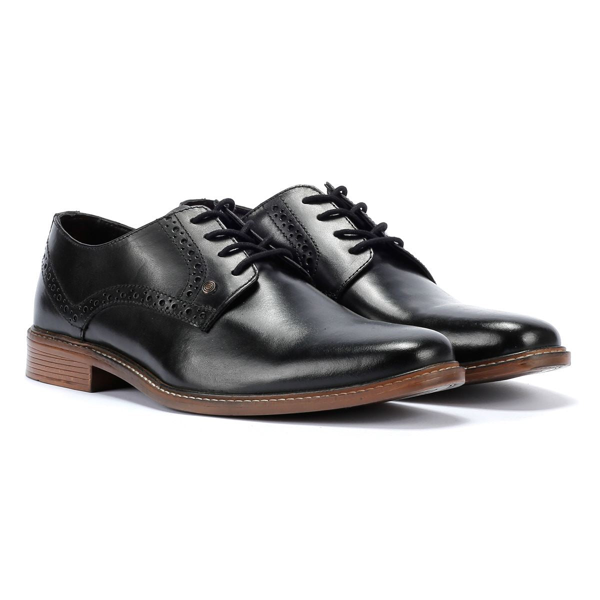 Lambretta Harvey Derby Herren Schwarze Lederschuhe Zum Schnüren