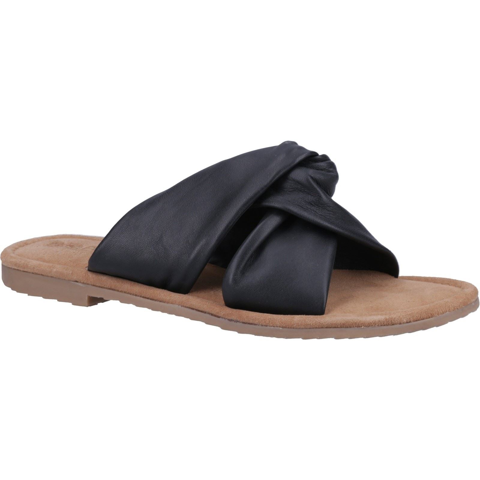 Hush Puppies Amy Wide Fit Damen Sandalen Aus Schwarzem Leder