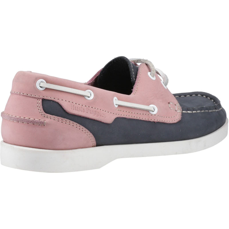 Hush Puppies Isabel Damen Bootsschuhe Aus Leder In Marineblau/Rosa