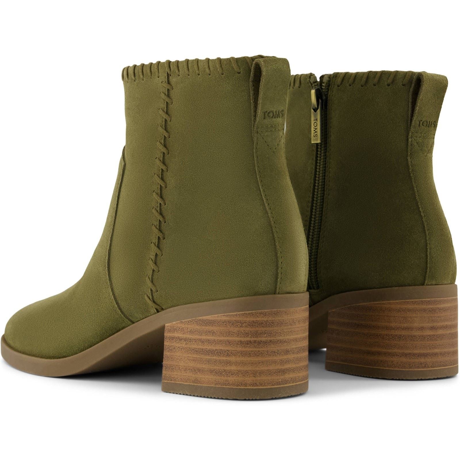 TOMS Delilah Heeled Wildleder Damen Khaki Stiefeletten Mit Absatz