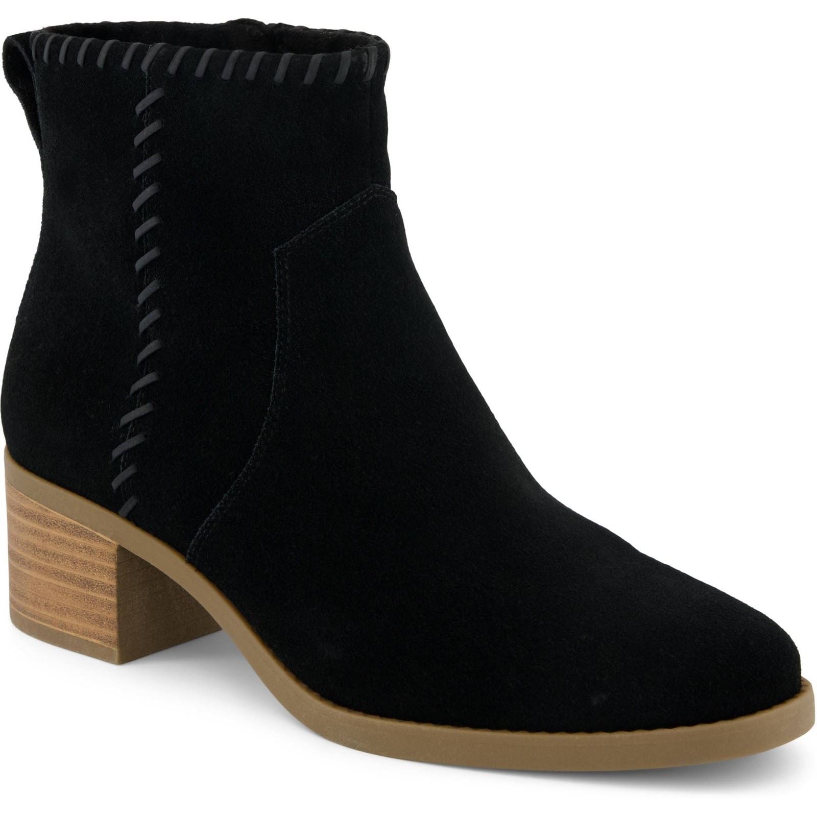 TOMS Delilah Heeled Wildleder Damen Schwarze Absatz Stiefeletten