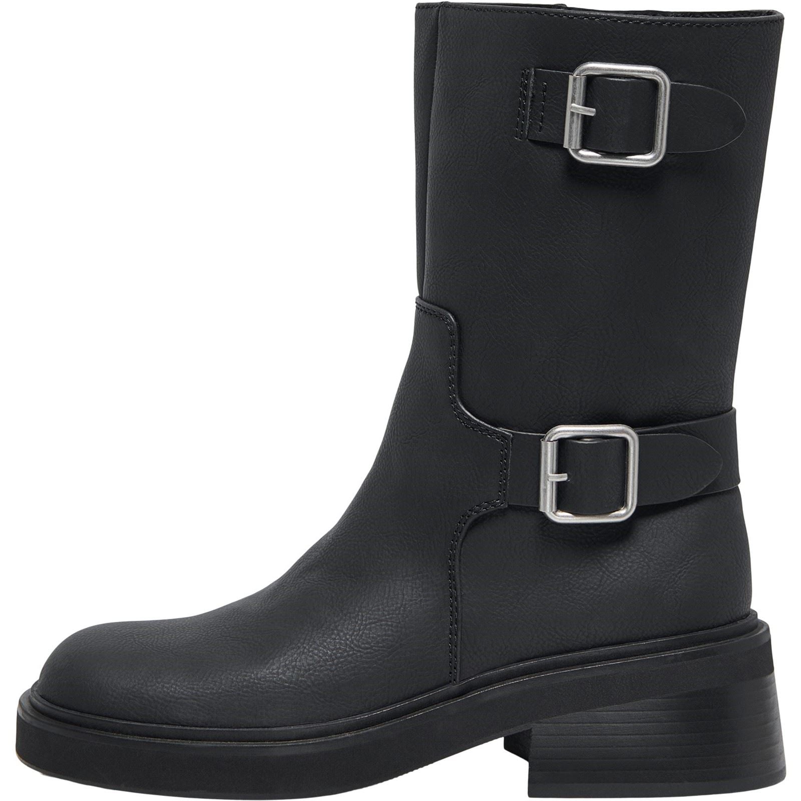 ONLY BUTTER-2 Polyurethan Damen Schwarze Farbe Stiefeletten Mit Absatz Bis Zur Wade