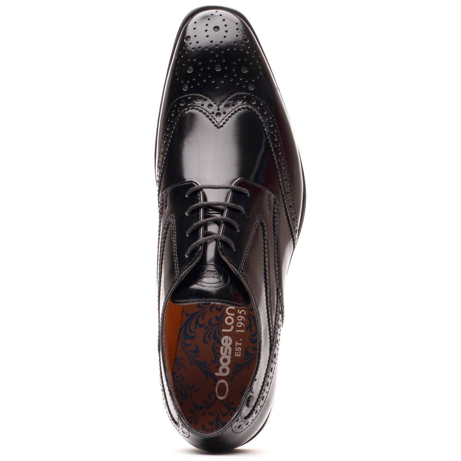Base London Steeple Leder Männer Hi Shine Schwarze Farbe Brogues Schuhe