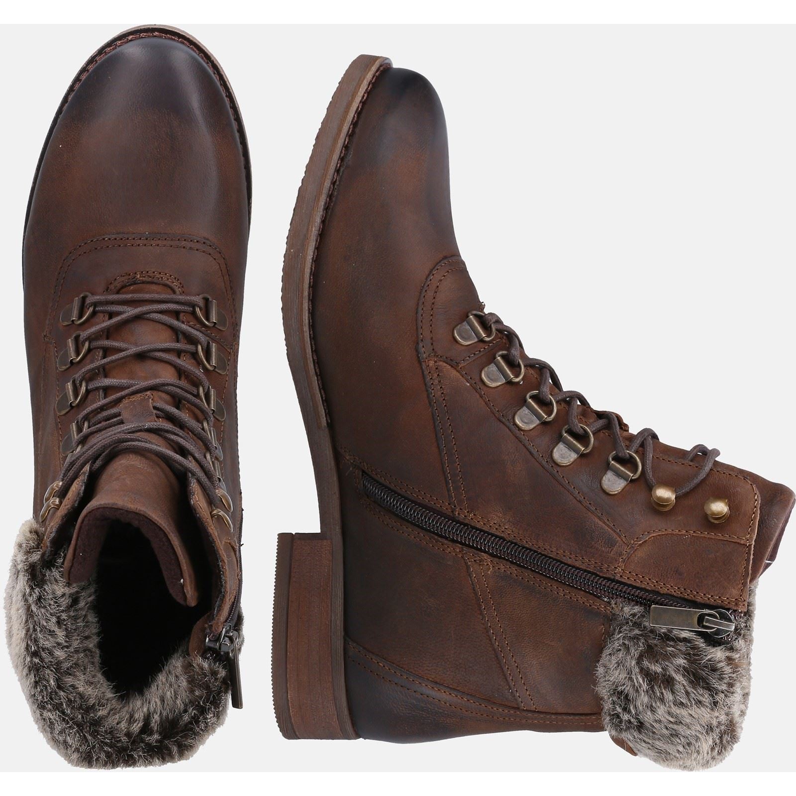 Hush Puppies Effie Kunstpelz Damen Braune Stiefel