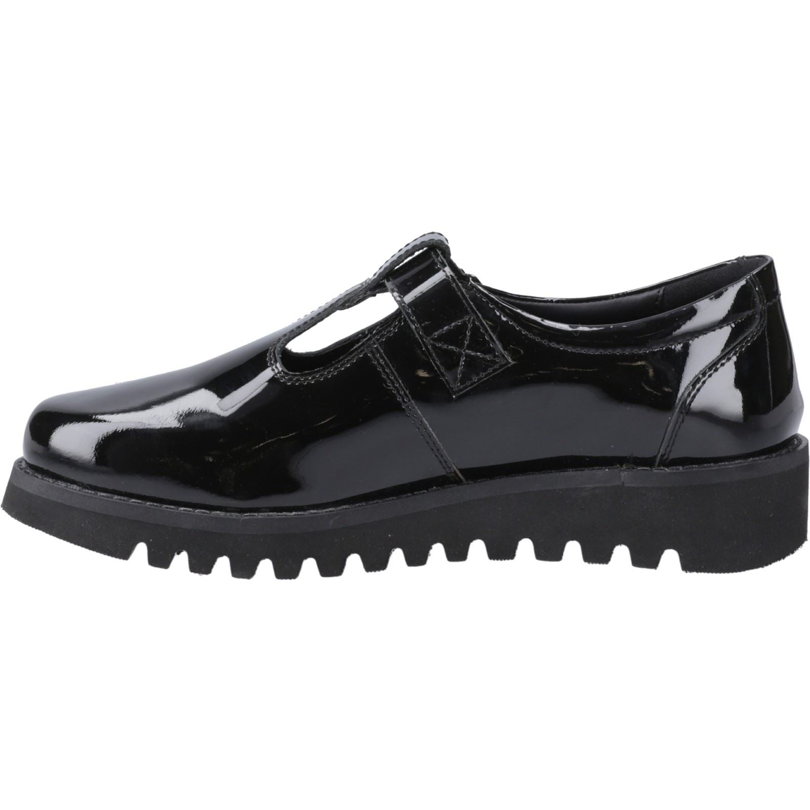 Hush Puppies Florrie T-Bar Mädchenschuhe Aus Schwarzem Leder