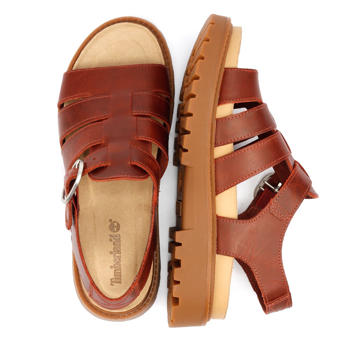 Timberland Clairemont Way Fisherman Damen Sandalen Aus Rotem Leder