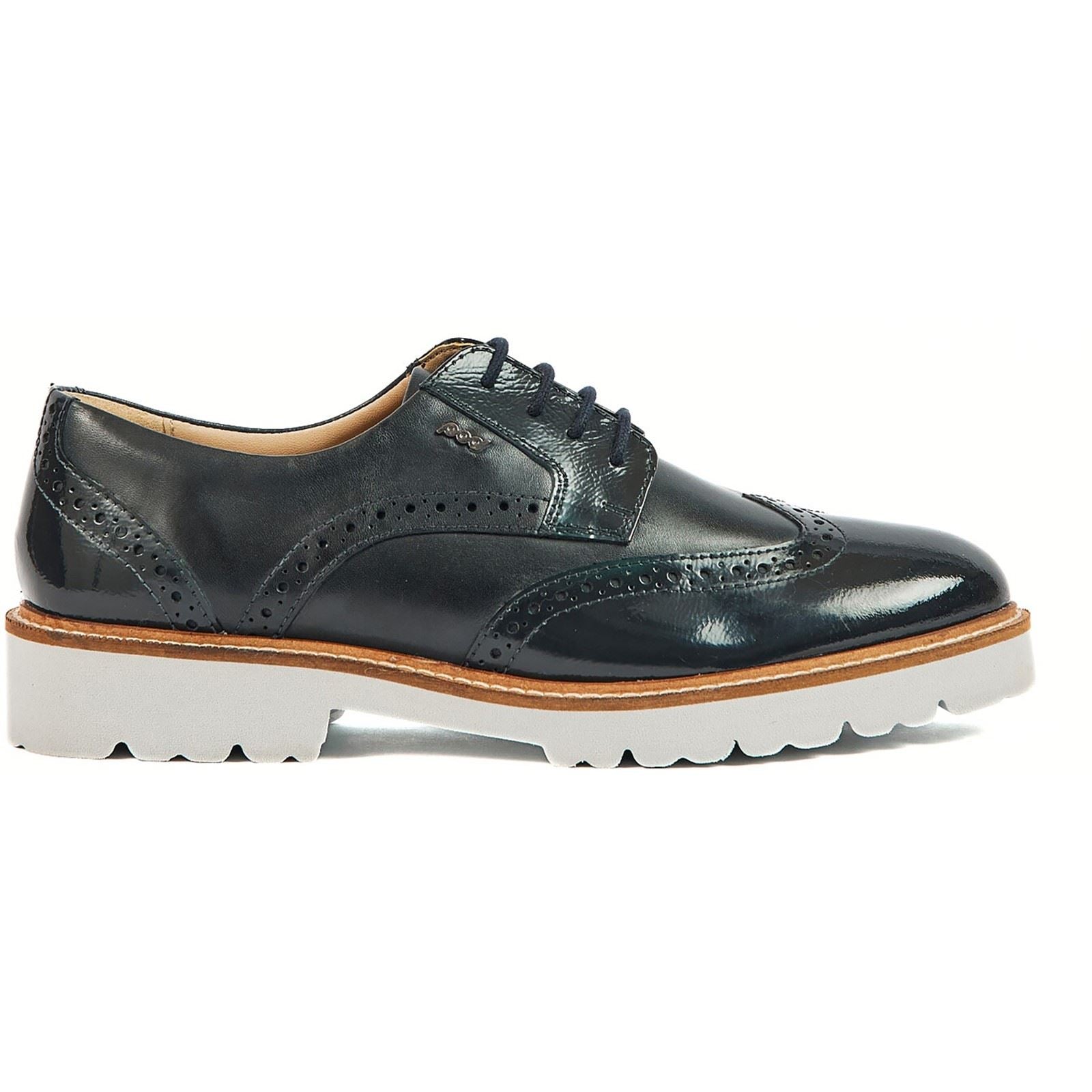 Pod Kortney Leder-Damenschuhe In Marineblau Mit Lackleder Und Brogue-Muster