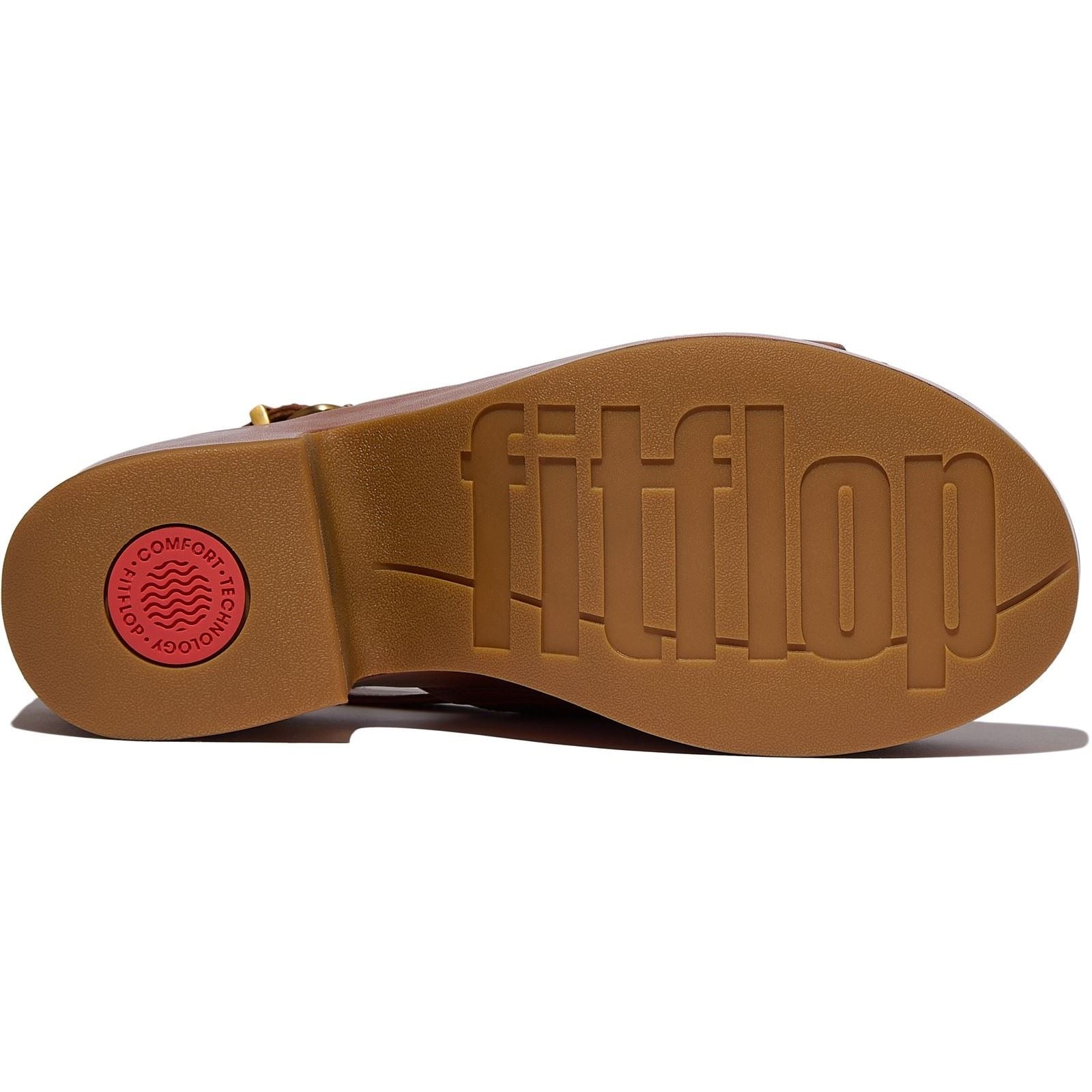 Fitflop Platfforms Heeled Backstrap Leder Damen Sandalen In Tiefem Braun
