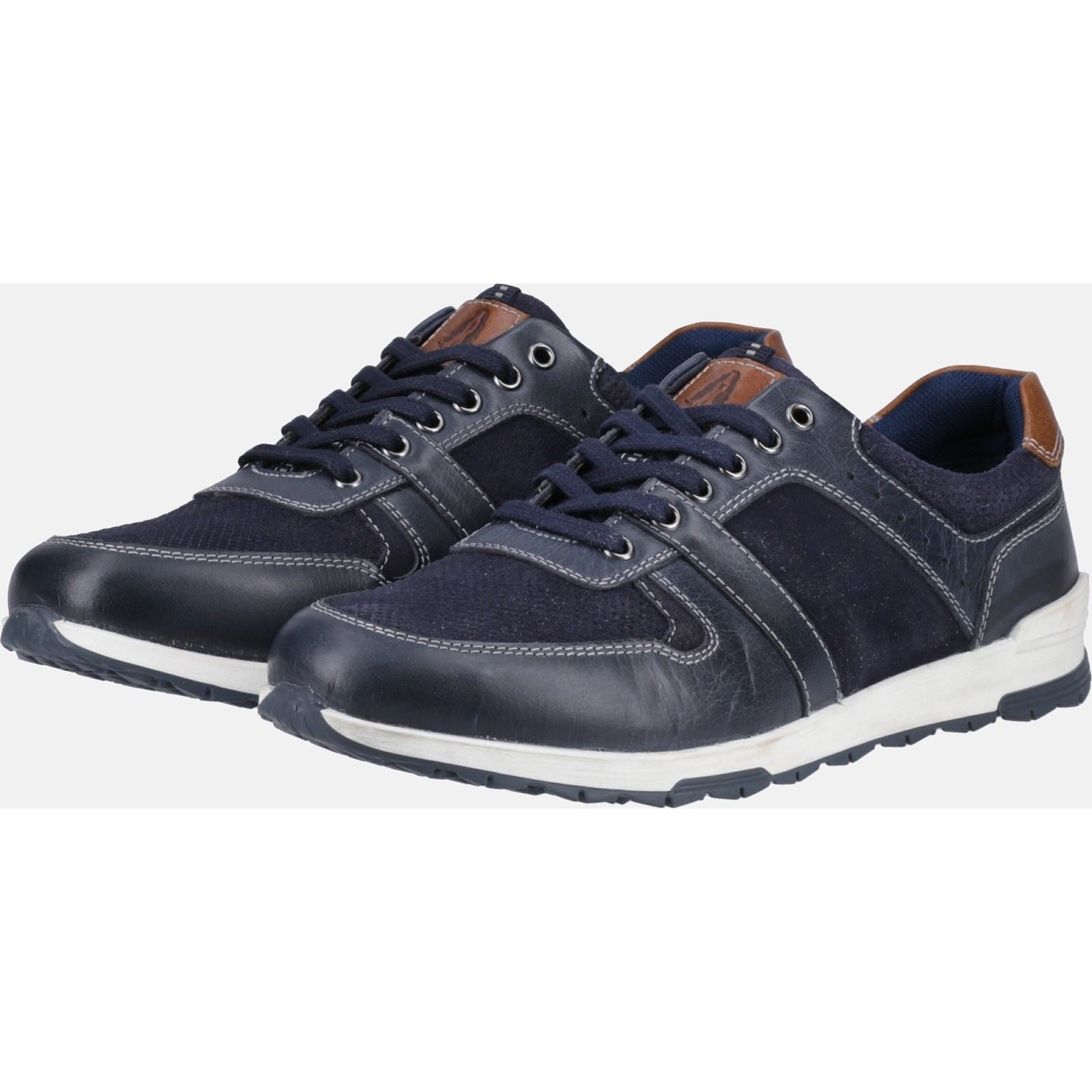 Hush Puppies Christopher Leder-Herren-Sneaker In Marineblau