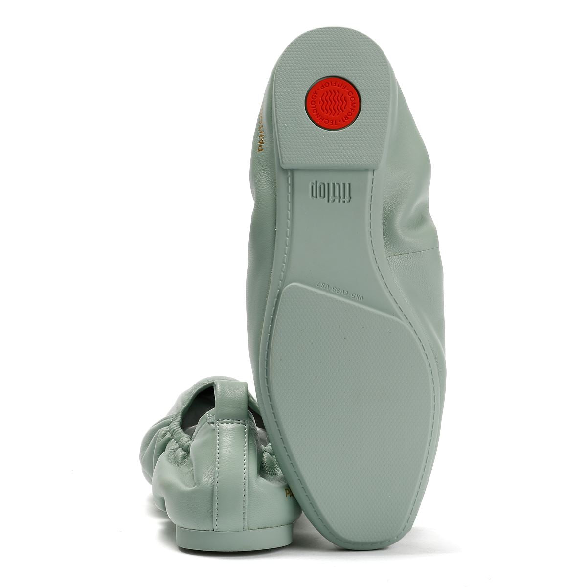 FitFlop X Pantone Delicato Ballerina Leder Damen Grüne Schuhe