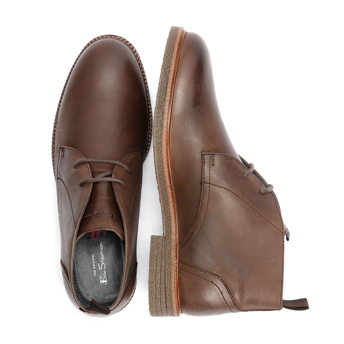 Ben Sherman Walker Chukka Leder Herren Braune Stiefel