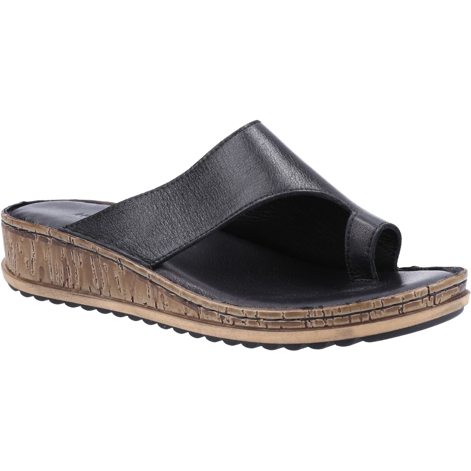 Hush Puppies Elissa Toepost Damen Sandalen Aus Schwarzem Wildleder