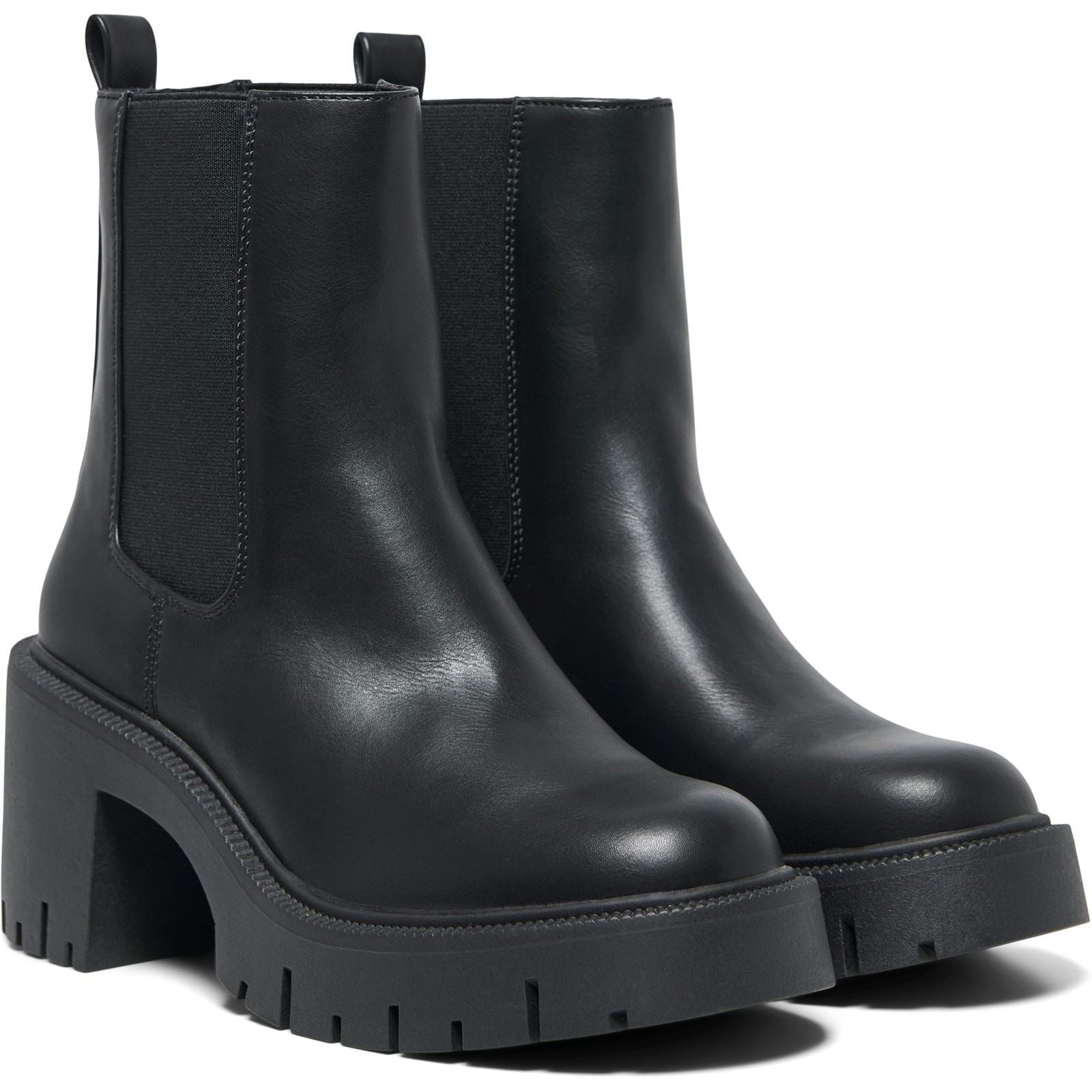 ONLY BLUEBELL-1 Polyurethan Damen Schwarze Absatz-Stiefeletten