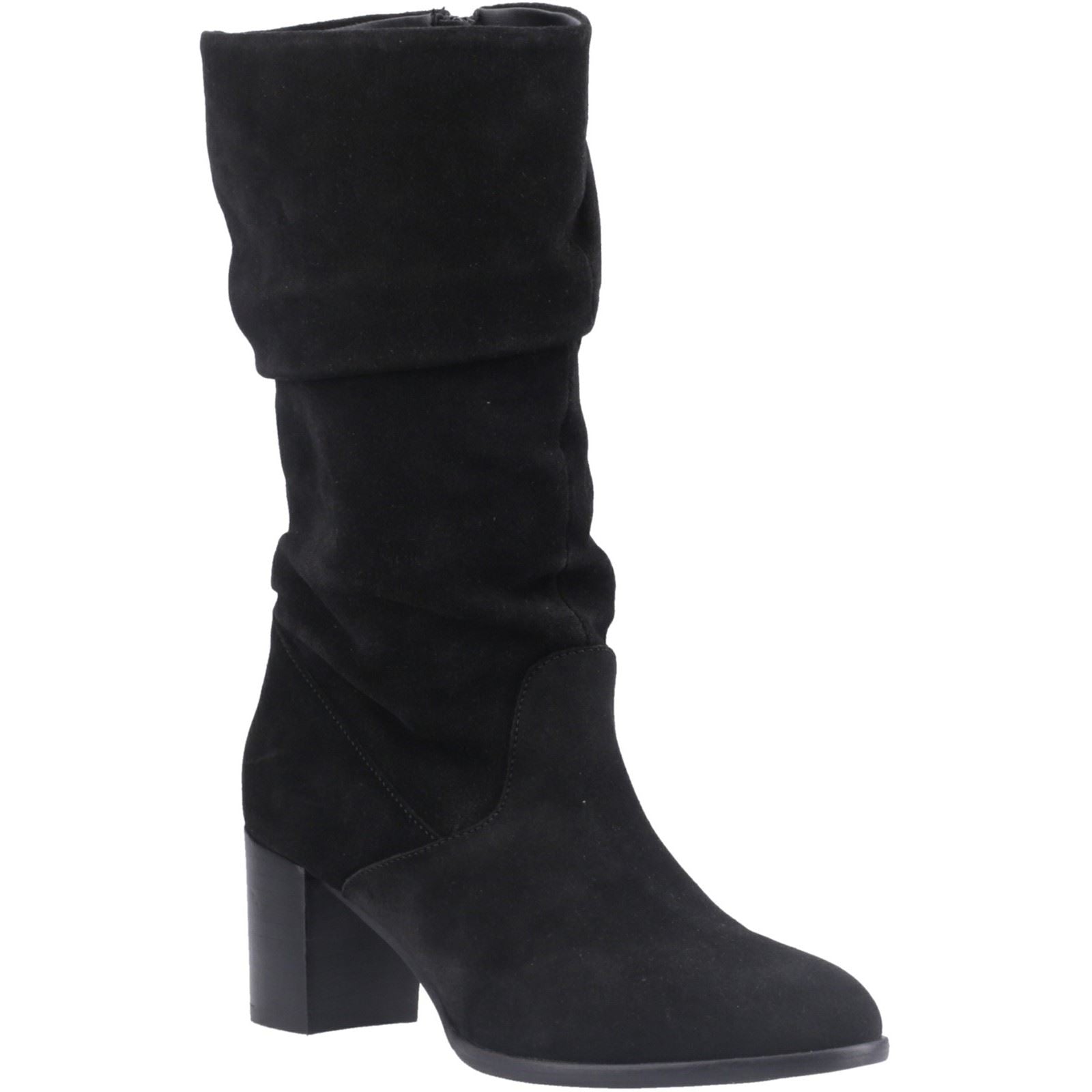 Hush Puppies Cosima Wildleder Damen Schwarze Wildleder Kniehohe Stiefel mit Absatz