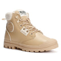 Palladium Pampa HI Snow Warm Leder Damen Beigefarbene Stiefel