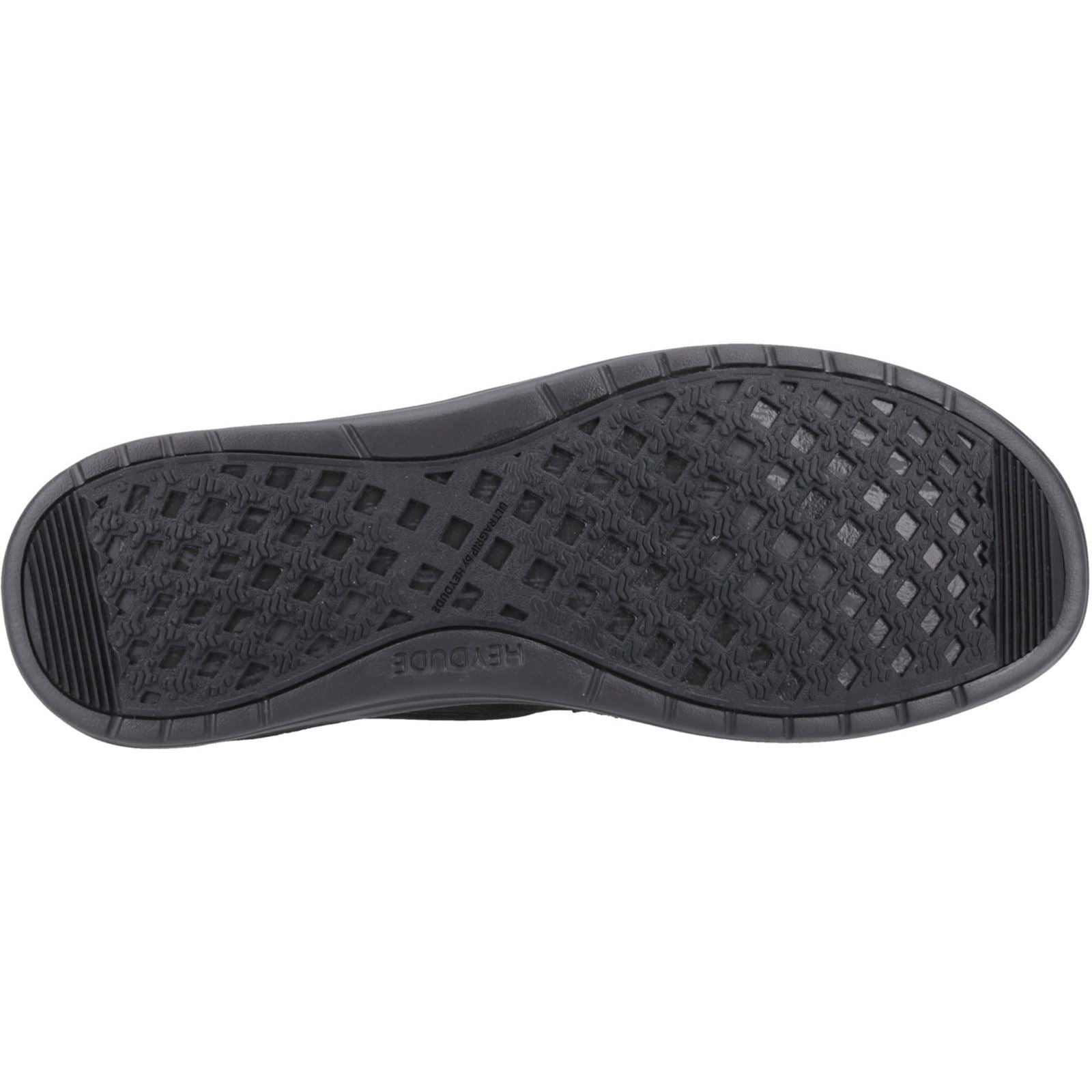 HEYDUDE Wally Grip Moc Leder Herren Schwarze Bootsschuhe
