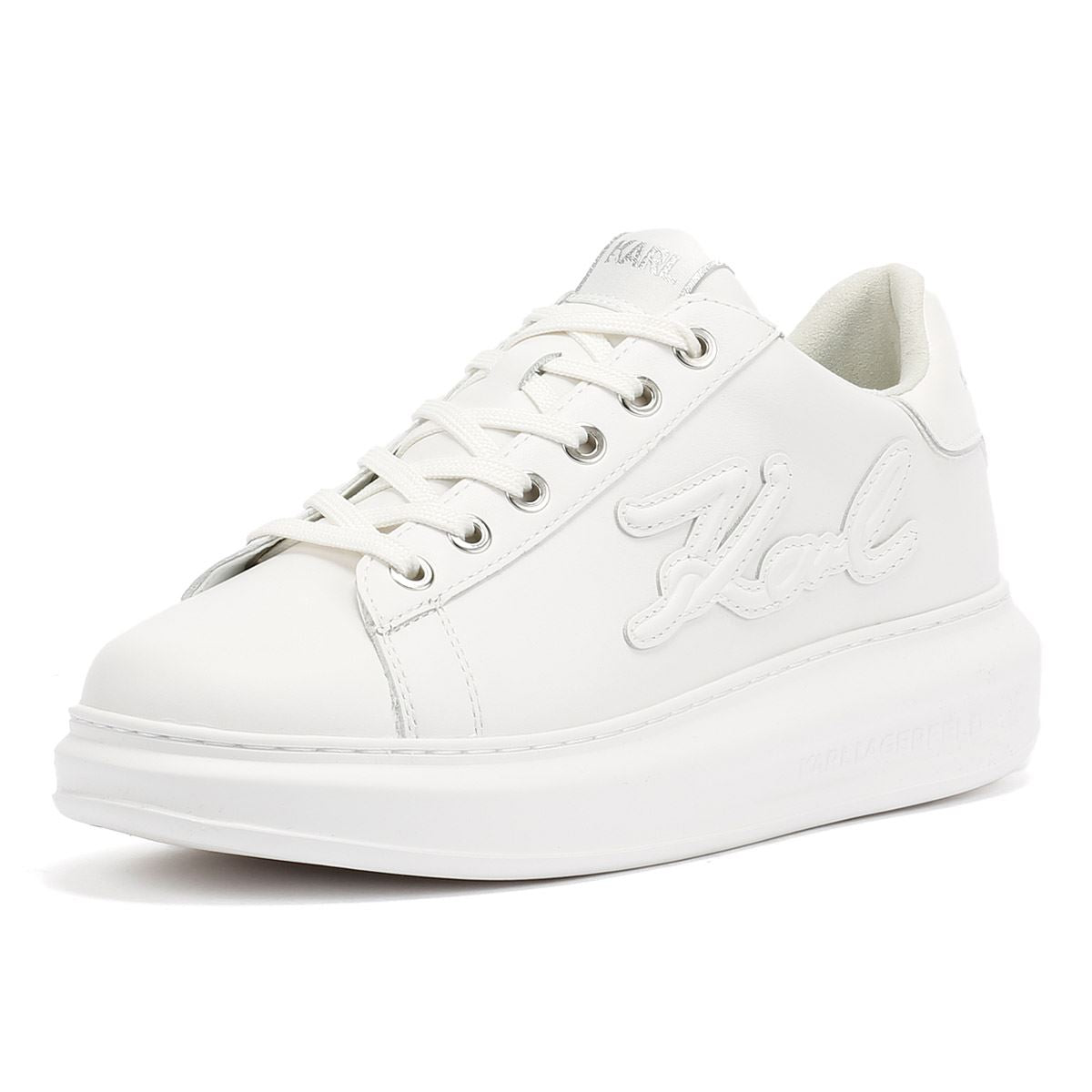 Karl Lagerfeld Kapri Signia Emboss Lo Lace Damen Sneaker Aus Weißem Leder