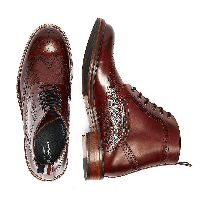 Ben Sherman Alfred Brogue Rote Herrenstiefel Aus Leder