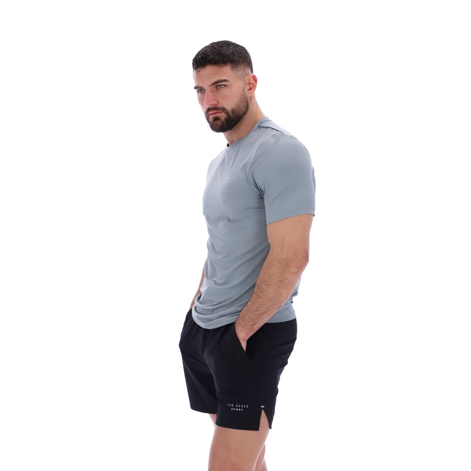 Ted Baker SAM TBMTS2635 Polyester Herren Graue Activewear T-Shirts