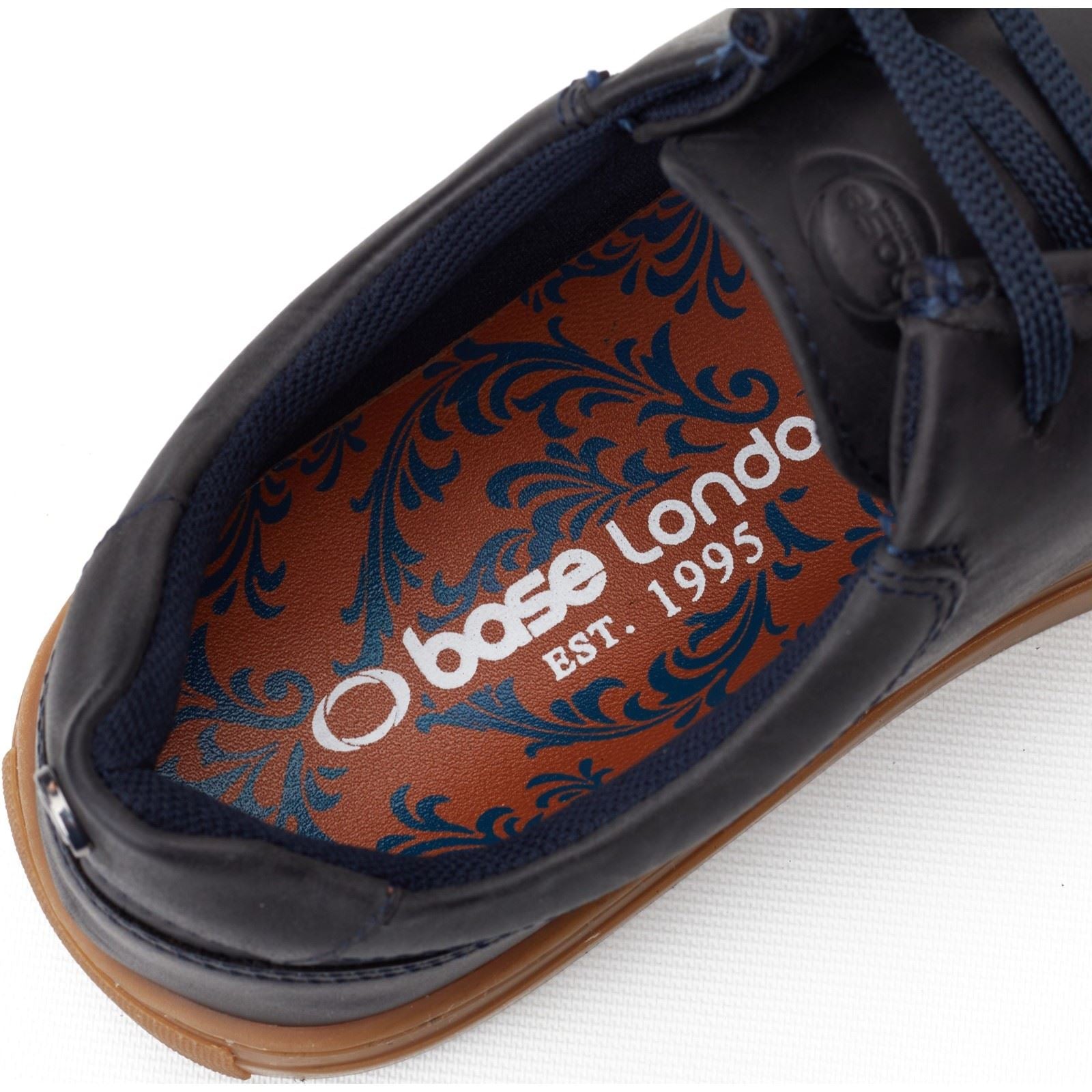 Base London Dalston Leder Herren Marineblau Mokassins Schuhe